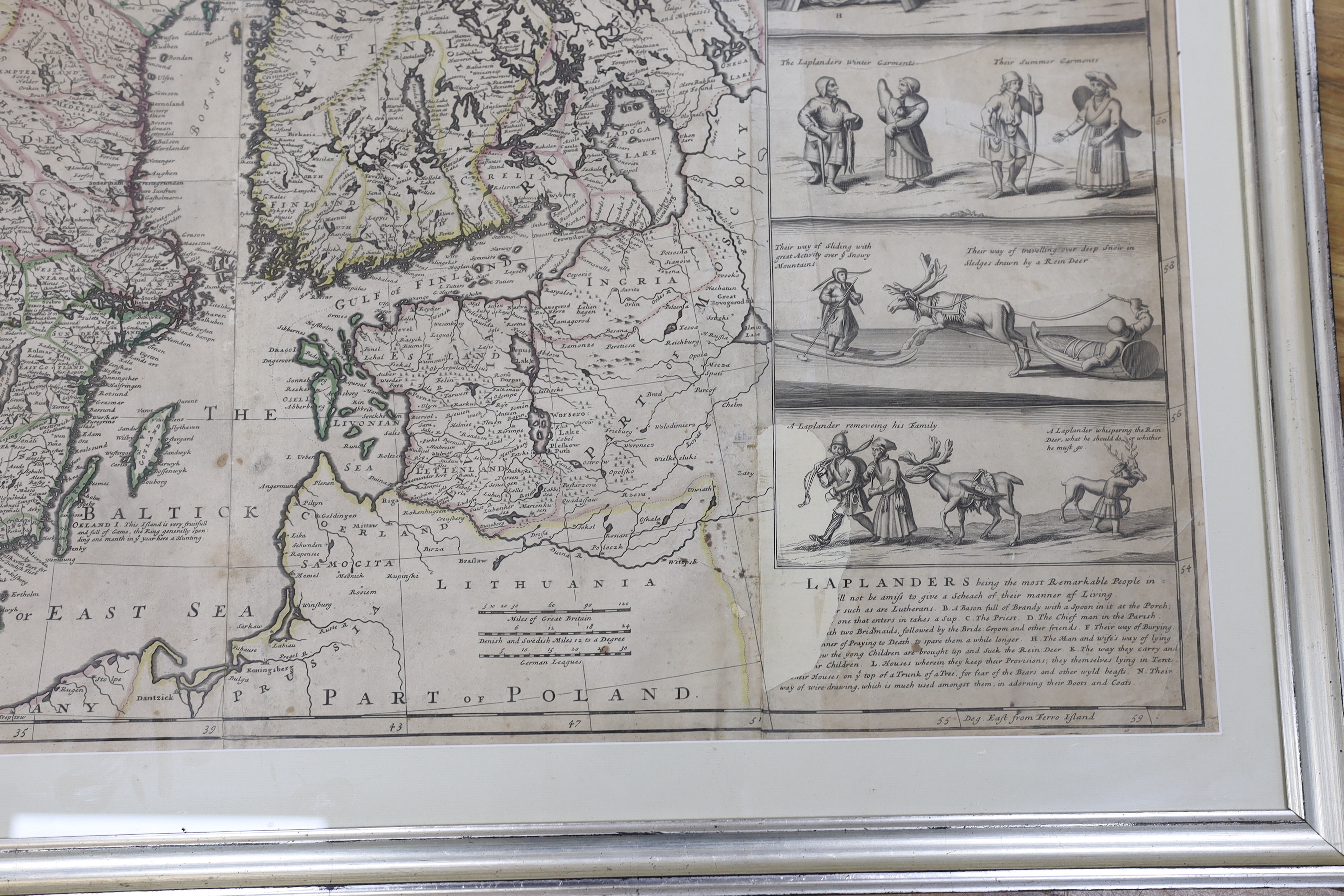 After Herman Moll, engraving, ‘New map of Denmark and Sweden’, circa 1715, 102 x 61cm